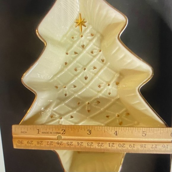 Christmas Tree Candy Dish Formalities by Baum Brothers Ivory and Gold - Picture 6 of 7